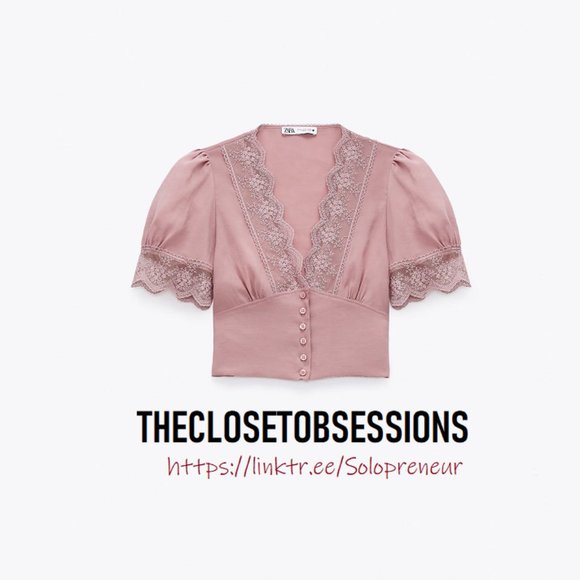 ZARA V-Neck Top with Lace Detail* - Picture 16 of 16